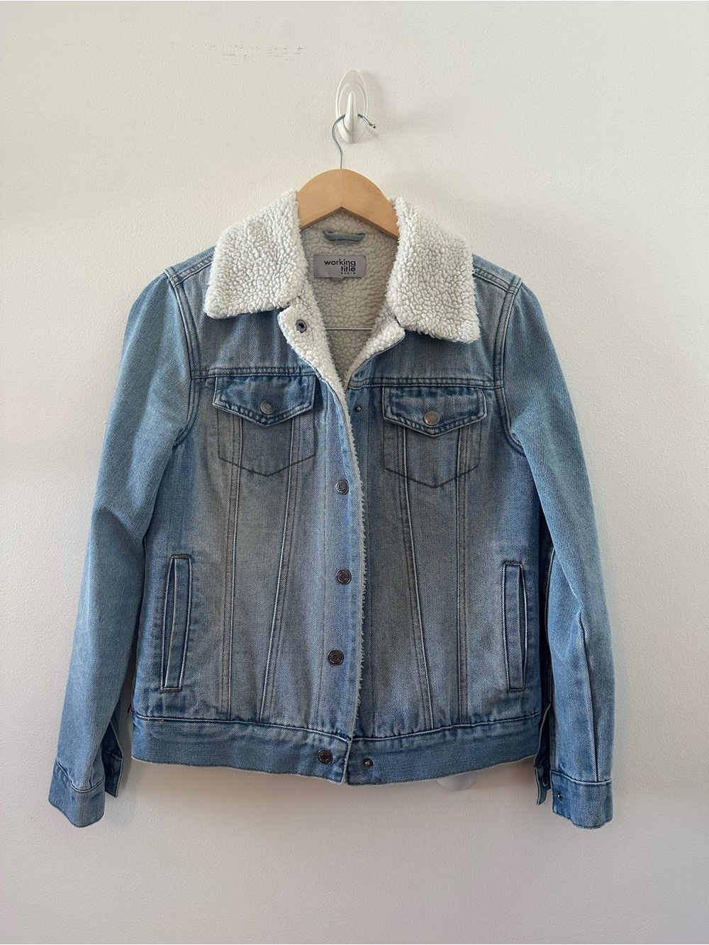 Light Blue Sherpa-Lined Denim Jacket